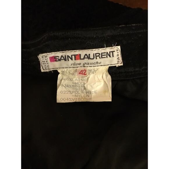 Vintage Yves Saint Laurent Rive Gauche Black Quilted Floral Embroidered Skirt - Picture 2 of 8